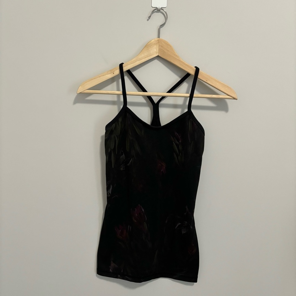 Lululemon Power Y Tank Top Midnight Iris Black Floral Size 2 - Picture 5 of 12